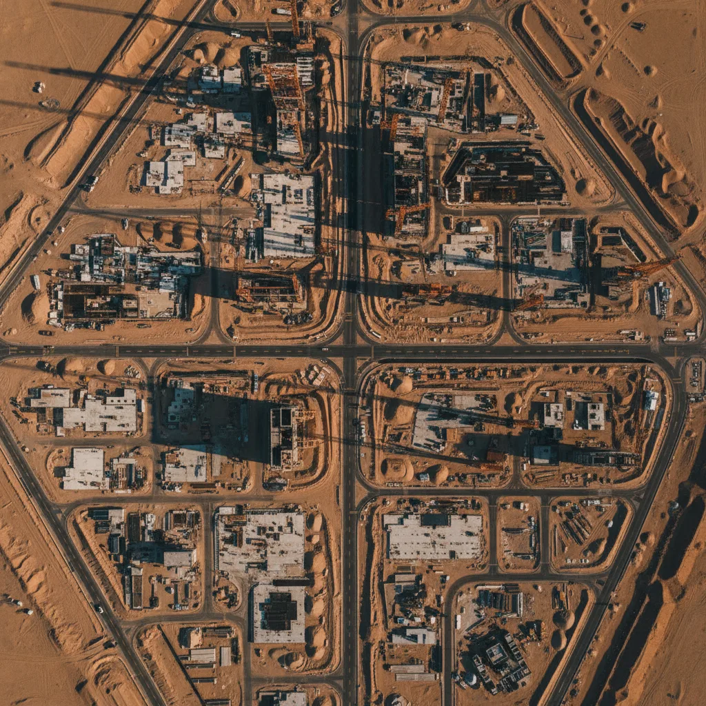 Megaproject construction site in the desert