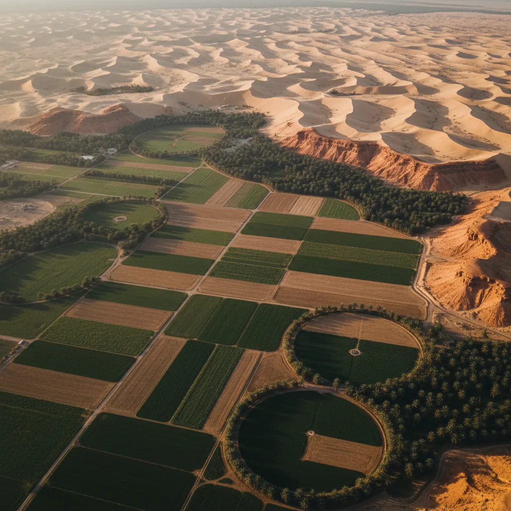 Agricultural fields at the desert edge